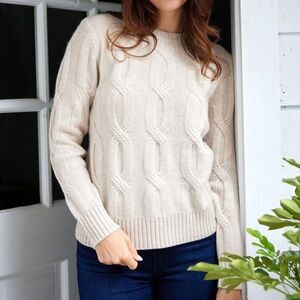 Sail To Sable Cable Knit Crew Neck Sweater - Camel